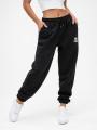 Spodnie Dresowe Damskie Czarne GOOD LUCK Print Logo