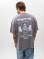 T-Shirt Oversize Męski Szary Acid Wash Point X Monster