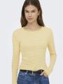Koszulka Z Długim Rękawem Damska Żółta / Biała Only OnlMadison L/S O-neck Top