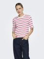 Koszulka Z Krótkim Rękawem Damska Biała / Różowa Only OnlSoph Stripe Top Jrs