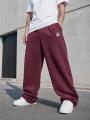 Spodnie Dresowe Baggy Męskie Śliwkowe Jigga Wear Logo Drawcord