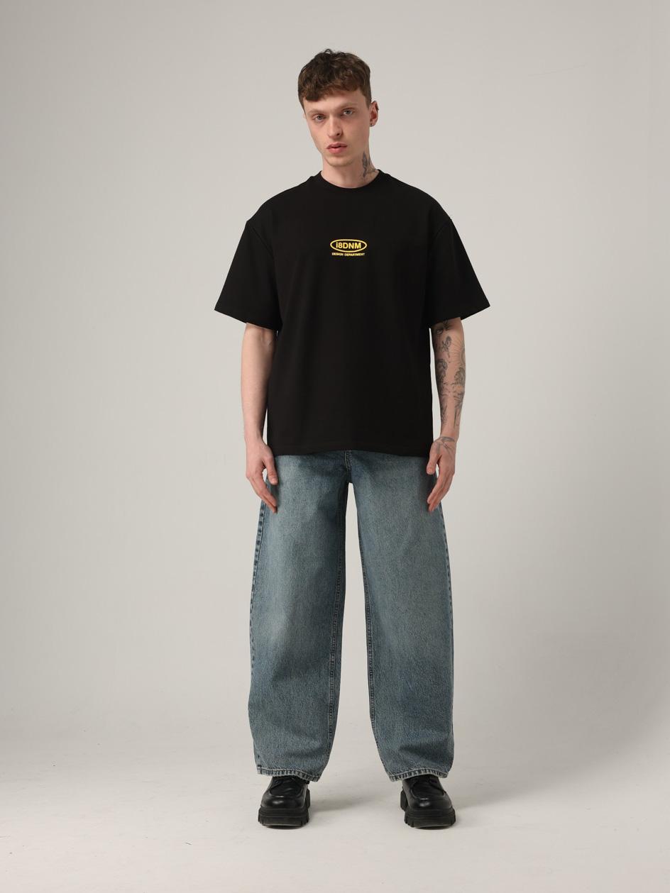 Spodnie Jeansowe Baggy Marmurkowe Niebieskie Męskie i8 Denim