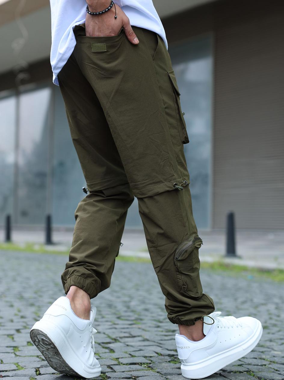 【BAON】[unisex] Mascy jorge banding pants Szerokie Spodnie Materiałowe Bojówki Męskie Szare MJ