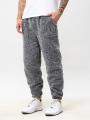Spodnie Dresowe Sherpa Męskie Ciemne Szare Jigga Wear Teddy Simple Crown