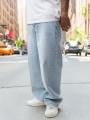 Spodnie Jeansowe Super Baggy Męskie Sprane Jasne Niebieskie Jigga Wear Crown