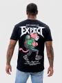 Koszulka Z Krótkim Rękawem Slim Męska Czarna MyStars Pink Panther Traveller