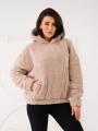Bluza Z Kapturem Oversize Damska Beżowa MyStars Sherpa Kangaroo