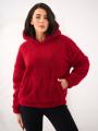 Bluza Z Kapturem Oversize Damska Ciemna Czerwona MyStars Sherpa Kangaroo