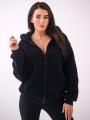 Rozpinana Bluza Z Kapturem Oversize Damska Czarna MyStars Sherpa Zip