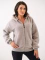 Rozpinana Bluza Z Kapturem Oversize Damska Jasna Szara MyStars Sherpa Zip