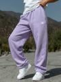 Spodnie Dresowe Baggy Damskie Fioletowe Jigga Wear Haft Logo Drawcord copy