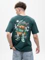 Koszulka Z Krótkim Rękawem Męska Ciemna Zielona MyStars Cool Teddy Bear