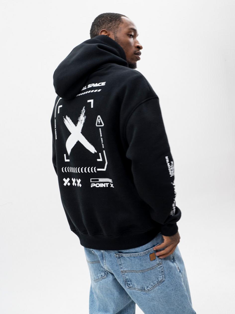 PERSONZ ／POWER PLAY PROMOTION ONLY Bluza Z Kapturem Techwear Oversize Męska Czarna Point X Impulse
