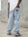 Spodnie Jeansowe Super Baggy Męskie Bleached Niebieskie Jigga Wear New Outline