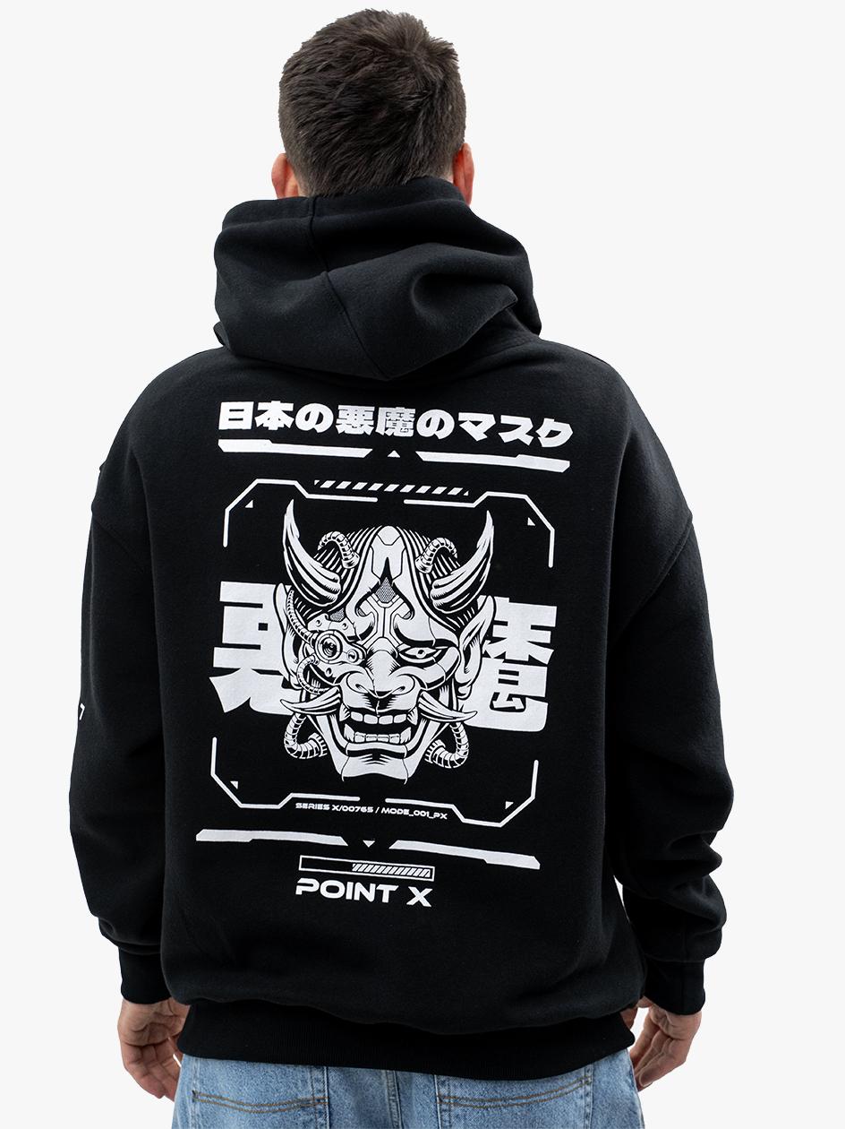 ˆ ˆ Bluza Z Kapturem Oversize Techwear Męska Czarna Point X Monster