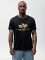Koszulka Z Krótkim Rękawem Męska Czarna / Złota Alpha Industries Basic Foil Print