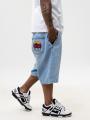 Krótkie Spodenki Jeansowe Baggy Męskie Jasne Niebieskie Jigga Wear Palm