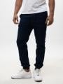 Spodnie Jeansowe Jogger Ze Ściągaczem Męskie Granatowe Elade Leather Patch Logo