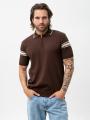 Koszulka Polo Swetrowa Męska Brązowa Jigga Wear Stripe