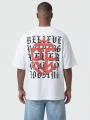 Koszulka Z Krótkim Rękawem Oversize Męska Biała Plus Eighteen Never Give Up