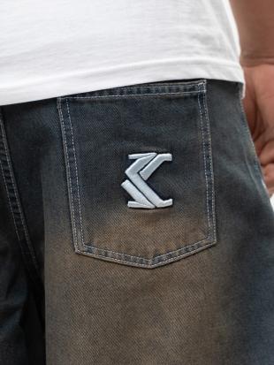 Krótkie Spodnenki Jeansowe Baggy Męskie Ciemne Niebieski