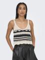 Top Damski Beżowy / Czarny Only OnlMerida Life SL Crop V-Neck Top KNT