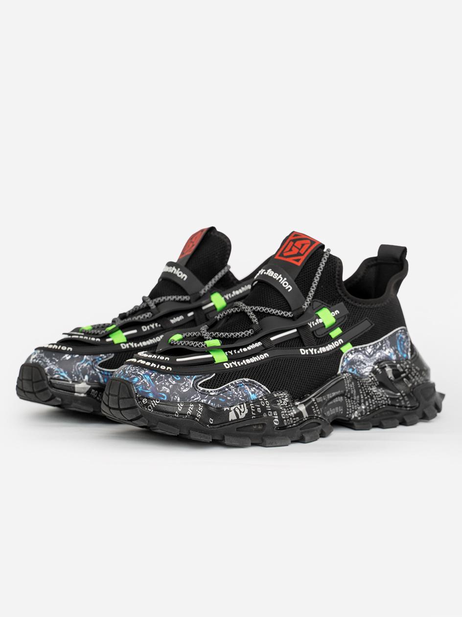 ◆ Smooth Ace tha Hooligan - Revolution Buty Sportowe Czarne / Zielone Urban Selection Fashion