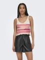 Top Damski Beżowy / Różowy Only OnlMerida Life SL Crop V-Neck Top KNT