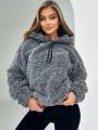Bluza Z Kapturem Oversize Damska Szara Melanżowa MyStars Sherpa