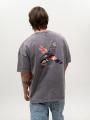T-Shirt Oversize Męski Szary Acid Wash Point X Dragon