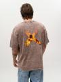 T-Shirt Oversize Męski Brązowy Acid Wash Point X Sunset
