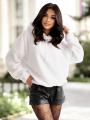 Bluza Z Kapturem Oversize Damska Biała MyStars Sherpa