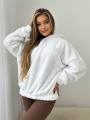 Bluza Z Kapturem Oversize Damska Biała MyStars Sherpa