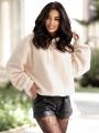 Bluza Z Kapturem Oversize Damska Ecru MyStars Sherpa