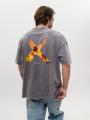 T-Shirt Oversize Męski Szary Acid Wash Point X Sunset
