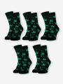 Zestaw 5 Par Skarpet Kush Leaves Czarne / Zielone