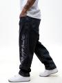 Spodnie Jeansowe Extra Baggy Czarne Sprane Mass Ninety Eight
