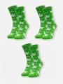 Zestaw 3 Par Skarpet Kush Leaves Zielone/ Bieałe