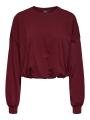 Krótka Bluza Bez Kaptura Damska Bordowa Only OnlFie L/S Balloon UB SWT