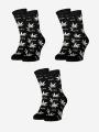Zestaw 3 Par Skarpet Kush Leaves Czarne / Białe