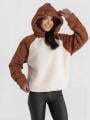 Bluza Z Kapturem Oversize Damska Ecru / Cinnamon MyStars Sherpa Two Tone