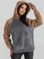 Bluza Z Kapturem Oversize Damska Szara / Brązowa MyStars Sherpa Two Tone