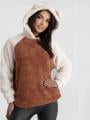 Bluza Z Kapturem Oversize Damska Cinnamon / Ecru MyStars Sherpa Two Tone