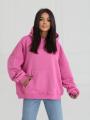 Bluza Z Kapturem Oversize Damska Różowa Natural Side Haft Logo