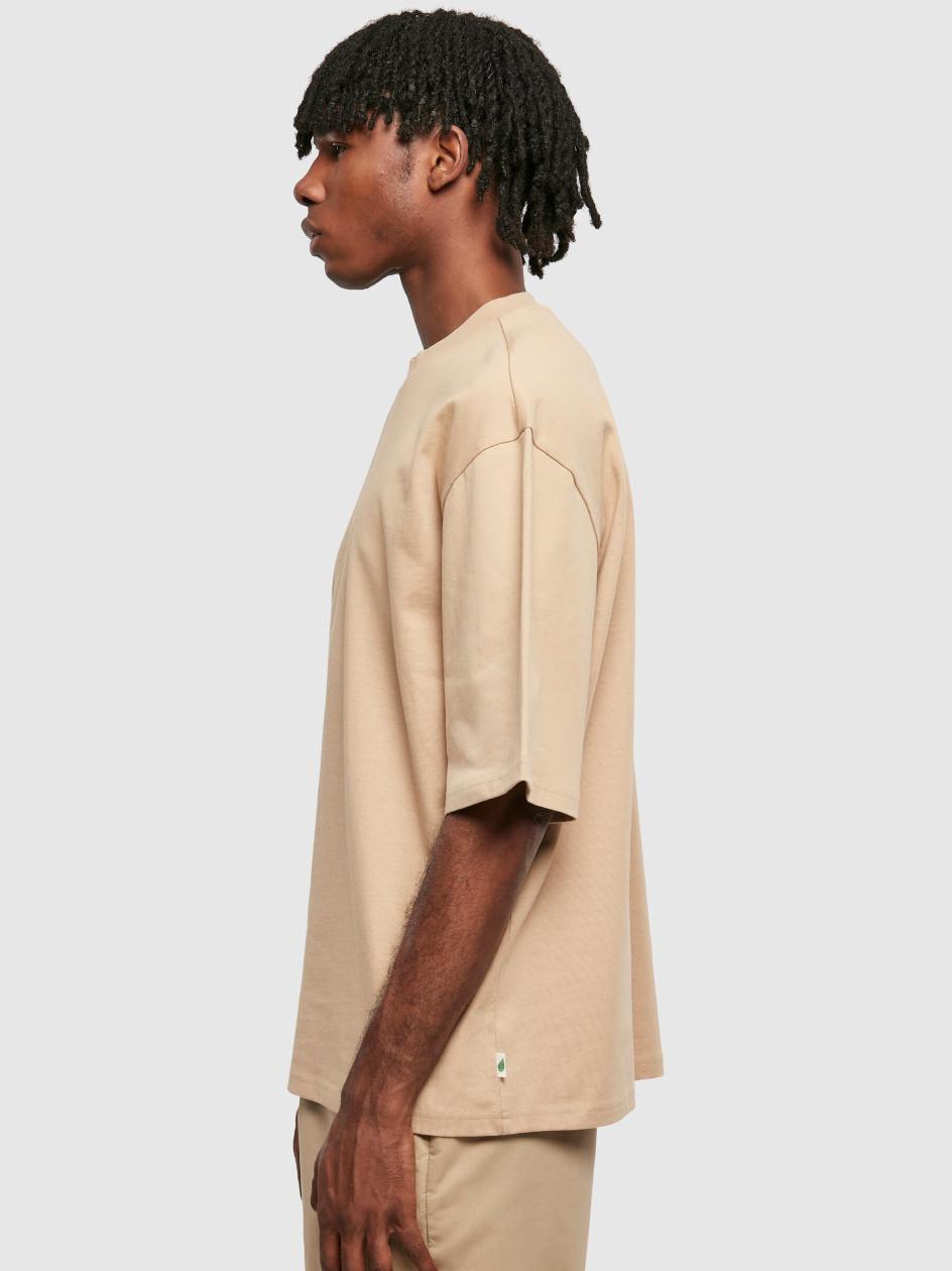 Koszulka Z Bawełny Organicznej Oversize Męska Beżowa Urban