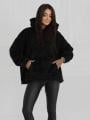 Bluza Z Kapturem Oversize Damska Czarna MyStars Sherpa Half Zip