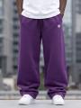 Spodnie Dresowe Baggy Męskie Ciemne Purpurowe Jigga Wear Logo Drawcord