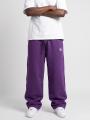 Spodnie Dresowe Baggy Męskie Ciemne Purpurowe Jigga Wear Logo Drawcord