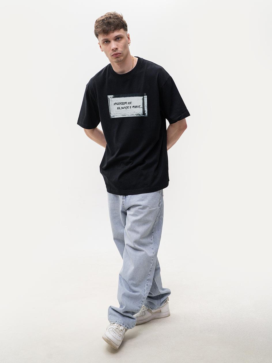 m.y.t★ Koszulka Z Krótkim Rękawem Oversize Męska Czarna MyStars 5 Minut